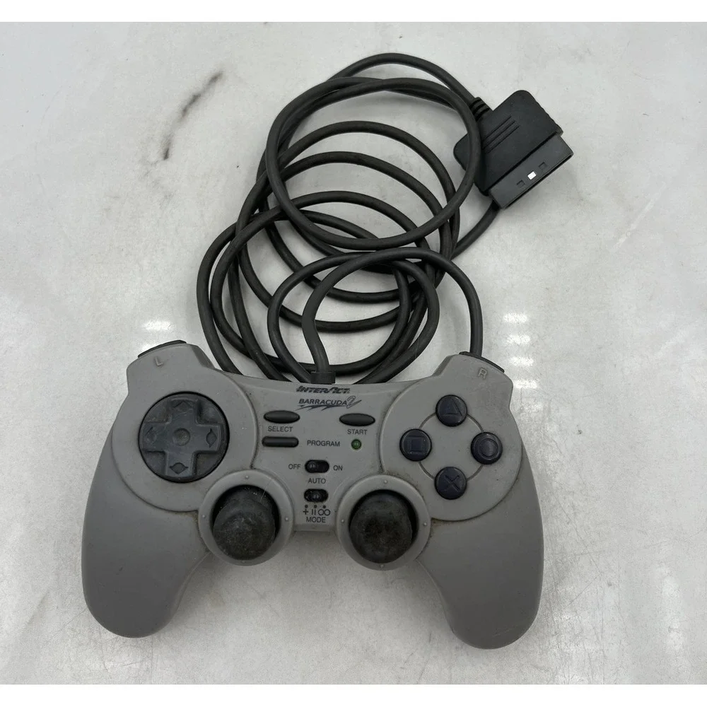 InterAct Barracuda 2 SV-1133 Wired Controller for PS1 PS2 Grey Retro Gaming